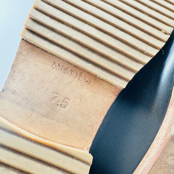 Nisolo Boots Women 7.5 Black Leather Chelsea Ankle Classic Dress Elastic Pull On - Picture 10 of 11